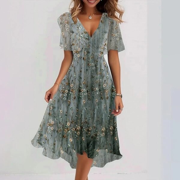 Vestido de gasa estampado de manga corta - Image 8
