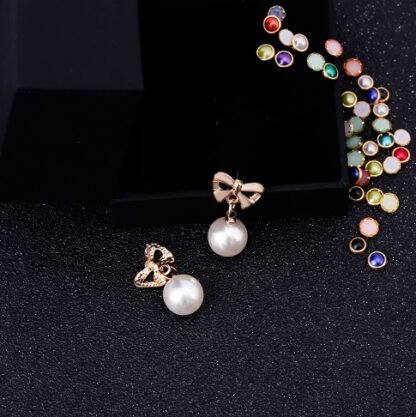 Pendientes de perla con lazo - Image 2