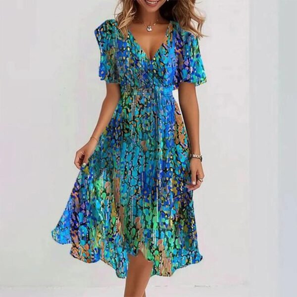 Vestido de gasa estampado de manga corta - Image 9