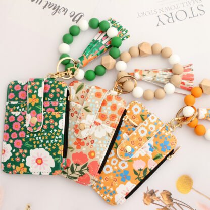 Tarjetero de piel con estampado floral para mujer - Image 10