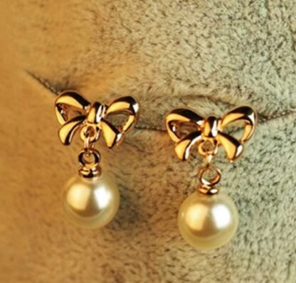 Pendientes de perla con lazo - Image 3