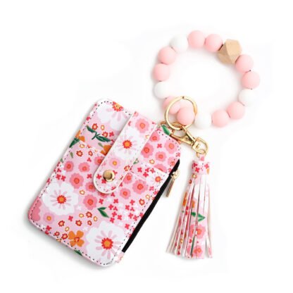 Tarjetero de piel con estampado floral para mujer - Image 8