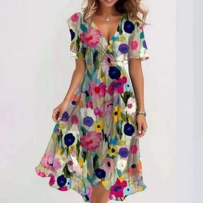 Vestido de gasa estampado de manga corta - Image 4