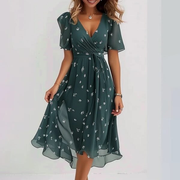 Vestido de gasa estampado de manga corta - Image 10
