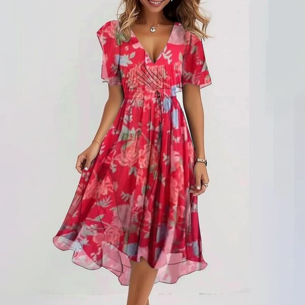 Vestido de gasa estampado de manga corta - Image 2