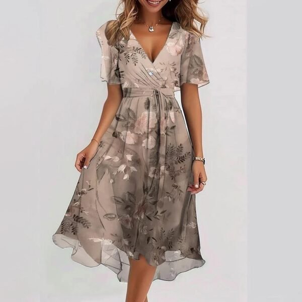 Vestido de gasa estampado de manga corta - Image 5