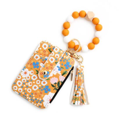 Tarjetero de piel con estampado floral para mujer - Image 6