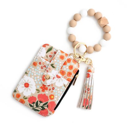 Tarjetero de piel con estampado floral para mujer - Image 4