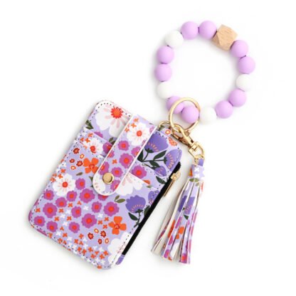 Tarjetero de piel con estampado floral para mujer - Image 7