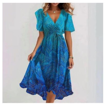 Vestido de gasa estampado de manga corta - Image 3